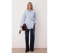 WOVCOR Woven Shirt with Waist Tie Detail - Blue Stripe - 14