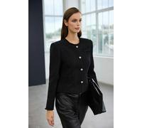 WOVCOR Woven Tweed Jacket with Silver Accessories - Black - 8