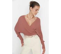 WOVCOR Wrap Front Knitted Jumper - Dusty Pink - S
