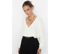 WOVCOR Wrap Front Knitted Jumper - White - L