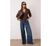 Wovcor Wrap Front Woven Shirt With Tie Waist Detail In Brown Brown