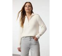 Wovcor Zip Collar Rib Knit Sweat Jumper In Ecru Ecru