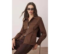 Wovcor Zipper Detailed Shirt In Brown Brown 14