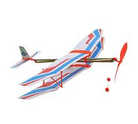 WOVEBIUS Assembly Airplane Aircraft Launched Powered By Rubber Band White & Blue,White Blue