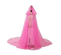 WOVEBIUS Hooded Cloak for Women Durable Shiny for Adults Wedding Cape for Stage Party Pink,150cm
