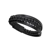 WOVEBIUS Punk Braided PU Leather Bracelet Casual Gothic Ethnic Stackable for Men Black,Type 1