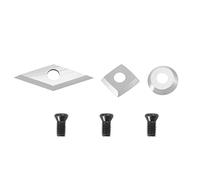 WOVELOT 3Pcs Tungsten Carbide Cutters Inserts Set for Wood Lathe Turning Tools(Include 11Mm Square with Radius,12Mm Round,28X10Mm Diamond with Point),Supplied with Screws