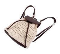Woven Backpack Boho Style for Women with Hollow Knit Design and Large Capacity, Multifunctional Polyester Pu Material Casual Daypack Suitable for Work and Vacation