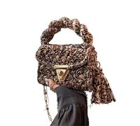 Woven Bag Elegant Crochet Sling Bag With Tassel For Ladies Arrival Handmade Bag In Style Trendy Shoulder Bag With Braided Textures(Color3)