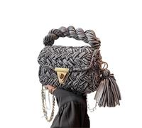 Woven Bag Elegant Crochet Sling Bag With Tassel For Ladies Arrival Handmade Bag In Style Trendy Shoulder Bag With Braided Textures(Color6)