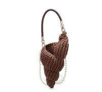 Woven Bag Handwoven Conch Shell Handbag Pure Color Crossbody Bag(Brown)