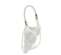 Woven Bag Handwoven Conch Shell Handbag Pure Color Crossbody Bag(WHITE)