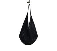 Woven Bag Summer Lazy Weaving Large Capaci Single Oulder Tote Bag Beach Bag Dumpling Ape Cotton(Black)