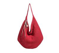 Woven Bag Summer Lazy Weaving Large Capaci Single Oulder Tote Bag Beach Bag Dumpling Ape Cotton(Red)