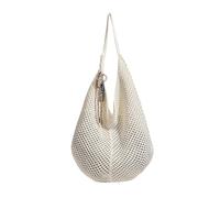 Woven Bag Summer Lazy Weaving Large Capaci Single Oulder Tote Bag Beach Bag Dumpling Ape Cotton(White)