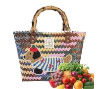 Woven Bags For Women - Tote Beach Bag | Striped Shoulder Handbag | Dachshund Straw Shopping Bag,Shopping Basket Woven Handbag For Wedding Travel Daily Commutes Outdoor Resort Picnic Vacation Work