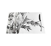 Woven Bamboo Tree Image Chinese Calligraphy Printed Placemats 6 Pack Easy To Clean Suitable For Indoor And Outdoor Use