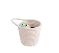 Woven Basket 2PCS Cotton Rope Woven Storage Basket, Small Laundry Baskets, Desktop Sundries Ins Hanging, 12x15x(White)