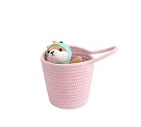 Woven Basket 2PCS Cotton Rope Woven Storage Basket, Small Laundry Baskets, Desktop Sundries Ins Hanging, 12x15x(Pink)