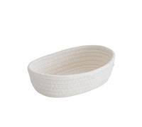 Woven Basket 2PCS Cotton Rope Woven Storage Baskets Organize Boxs Desktop Sundries Basket Key Cosmetics(White,Small 23X13X7CM)