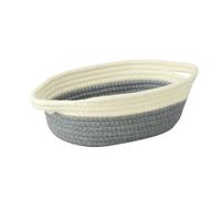 Woven Basket Cotton Rope Storage Basket with Handle, Multi-Purpose, Bedroom, Toys, Clothes(Dark Gray White)