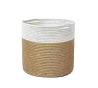 Woven Basket Cotton Rope Woven Baskets Flower Pot Holder Toys Clothes Sundries Storage Bag Laundry Basket Foldable(F)