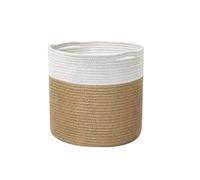 Woven Basket Cotton Rope Woven Baskets Flower Pot Holder Toys Clothes Sundries Storage Bag Laundry Basket Foldable(E)