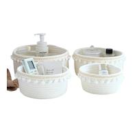 Woven Basket Cotton Thread Storage Basket Multipurpose Sundries Organizer Household Frame(C,1pcs M)