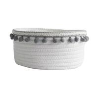 Woven Basket Cotton Thread Storage Basket Multipurpose Sundries Organizer Household Frame(E,1pcs L)