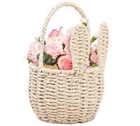 Woven Basket Cute Bunny Basket with Handle Wicker Woven Storage Basket with Bunny Ears Rustic Flower Girl Basket for Wedding Picnic Party Favors Gifts Candies Fruits Style2