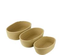 Woven Basket Desktop Cotton Rope Woven Storage Baskets Sundries Organize Basket Cosmetics Toy Decorate(Khaki 3 pcs,M-26X16X8CM)