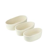 Woven Basket Desktop Cotton Rope Woven Storage Baskets Sundries Organize Basket Cosmetics Toy Decorate(White 3 pcs,L-30X17X9CM)