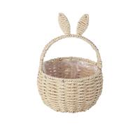 Woven Basket Easter Basket Easter Decor with Bunny Ears Picnic Flower Baskets with Handle Bunny Shaped Easter-Egg Baskets for Kids for Fruit, Candy, Wine, Egg Gathering (31-A, One Size)