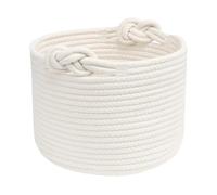 Woven Basket Handles - Cotton Rope Small, Storage Basket with Twist Handle, Round Bin with Durable Material, Home Organizer, Toy Storage Bin for Desk Organization Shelf Bathroom Bedroom Living Room