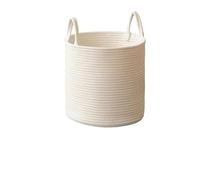 Woven Basket Home Organization and Storage Toy Baskets Cotton Rope Woven Laundry Basket Sundries Organizer(L)