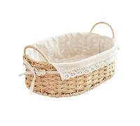 Woven Basket Imitation Rattan Storage Baskets Vegetable Fruit Home Decoration Hand-Woven Toy(Beige-L1)