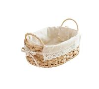 Woven Basket Imitation Rattan Storage Baskets Vegetable Fruit Home Decoration Hand-Woven Toy Multi-Purpose(Beige-L1)
