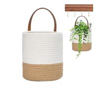 Woven Basket - Modern Cotton Rope Organizer, Small Woven Baskets for Storage, Living Room, Bathroom, Office, Apartment, Farmhouse, Toys Blankets, Clothes