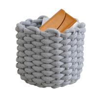 Woven Basket - Rope Laundry Basket - Home Storage Box Clothes Organizer for Daily Fruit Key Shower Bathroom Laundry Dorm Nursery Pantry Living Room Desk Shelves