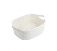 Woven Basket - Small Woven Storage Basket With Handle, Gift Basket Empty, Small Baskets for Gifts, Cotton Rope Basket for Dog Toy, Towel, Easter Egg, Home Organisation, Nursery, Bathroom, Bedroom