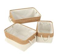 Woven Basket Storage Basket Home Supplies Sundries Sorting Folding Linen Organizer Box(Beige,41X32X20cm)