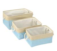 Woven Basket Storage Basket Home Supplies Sundries Sorting Folding Linen Organizer Box(Blue,36X26X16cm)
