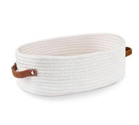 Woven Basket, Storage Baskets, Small Woven Storage Basket with Handle, Gift Basket Empty, Cotton Rope Baskets for Gifts Toy Fruit Towel Easter Egg, Stylish Living Room Bedroom Nursery Home Decor