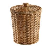 Woven Basket Trash Can Round Rattan Waste Basket with Lid Planter Woven Storage Baskets Wicker Wastebasket Garbage Bin