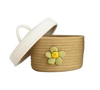 Woven Basket with Lid, Cotton Rope Desktop Storage Basket