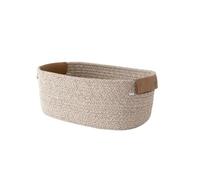 Woven Basket Woven Storage Basket Cotton Rope Baskets Key Desk Organizer Home Box Foldable Decor(Light Khaki-Large)