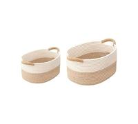 Woven Basket, Woven Storage Basket Cotton Rope Woven Baskets for Organizing Simple Woven Rope Storage Basket(22cmx16cmx11cm)