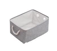 Woven Basket, Woven Storage Basket Foldable Fabric Fabric Storage Baskets, with Handles Linen Wardrobe Storage Rack Home Wardrobe Towel Toys Storage Basket(Grey,S 31x21x13cm)