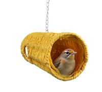 Woven Bird House - 20x9.5cm Hanging Cage Accessory, Tunnel Nesting Home, Natural Fiber Structure, Ventilated Safe Habitat | Lovebird Conure Finch Parakeet Hummingbird Hamster Outdoor Garden Park