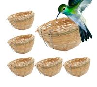 Woven Bird Nest - Rustic Bamɓóo Hooked Canary House | Pack Of 6 Small Natural Wood Breeding Pocket 78g | Decorative Hanging Shelter Provides Sanctuary For Backyard Wild Birds